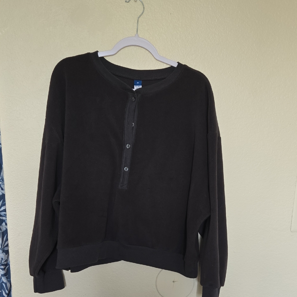 Old Navy Charcoal Button-Up Sweatshirt